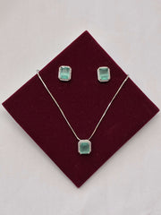 CZ Octangle Pastel Green Pendant Set