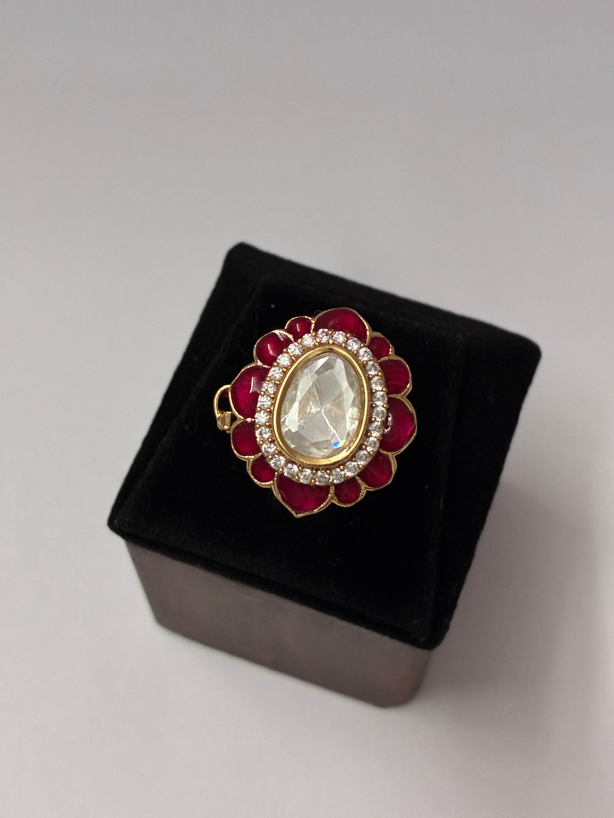 Kundan Ruby Designer Finger Ring