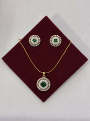 CZ Elegant Emerald Pendant Set