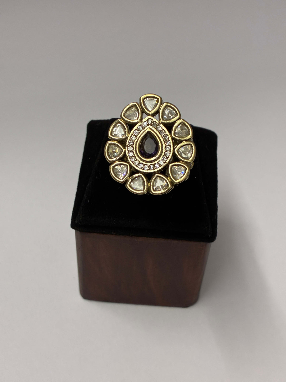 Kundan Lavender Designer Finger Ring