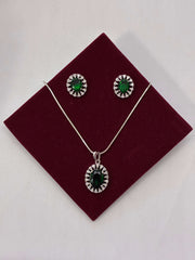 CZ Empress Emerald Pendant Set