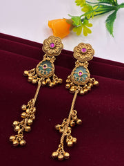 Antique Mint Ruby Heritage Long Earrings