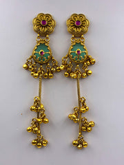 Antique Mint Ruby Heritage Long Earrings