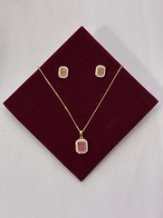 CZ Delicate Pink Pendant Set