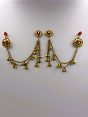 Antique Lotus Earrings with ear chain