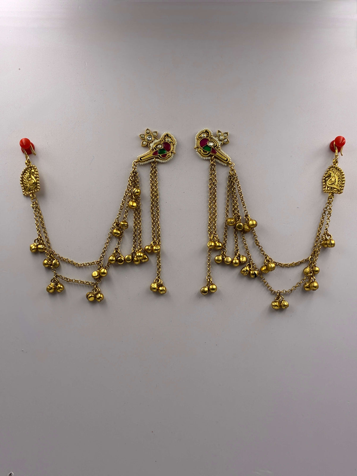 Antique Peacock Earrings with ear chain