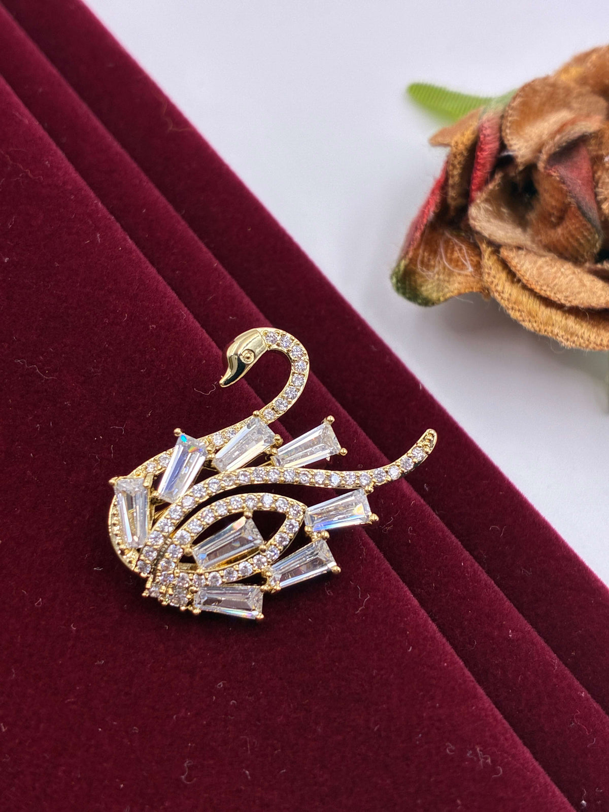 Stone studded Swan Brooch