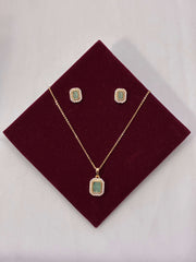CZ Delicate Mint Green Pendant Set