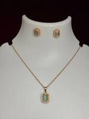 CZ Delicate Mint Green Pendant Set