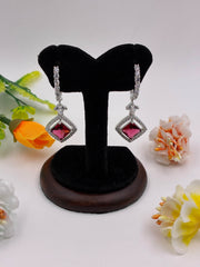 CZ Ruby Hoop Earrings