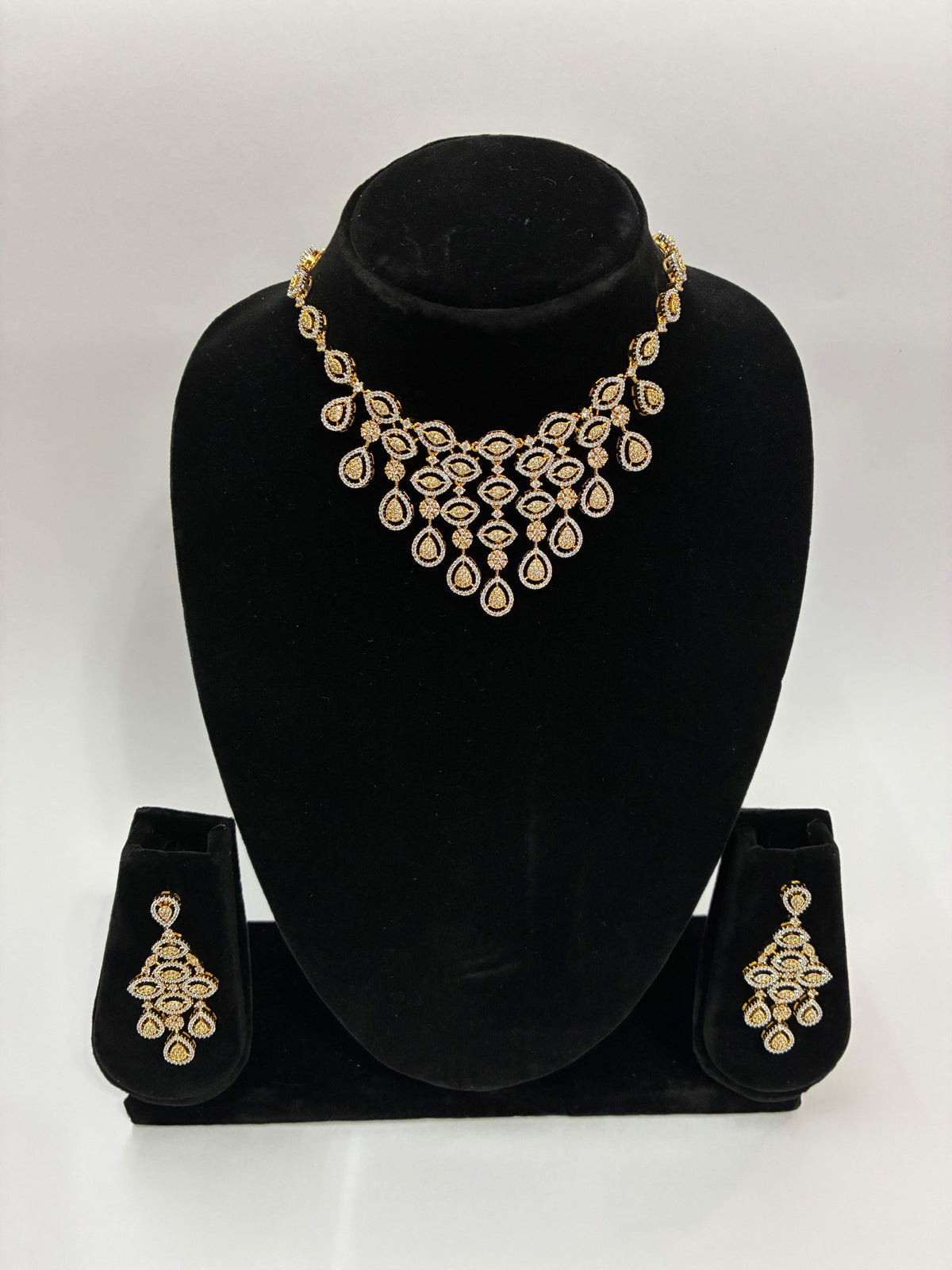 CZ  Dual Tone Designer Necklace Set