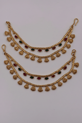 Antique Ruby Green Two tier Ear chain