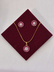 CZ Floret Ruby Pendant Set