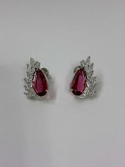 CZ Ruby Designer Stud Earring