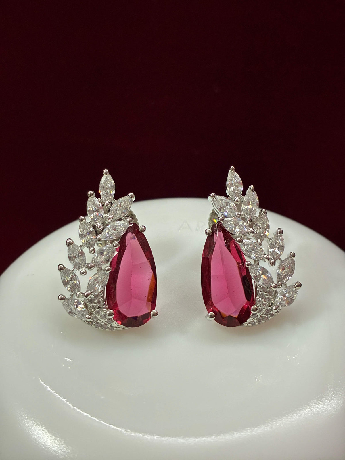 CZ Ruby Designer Stud Earring