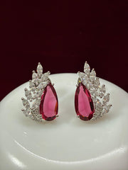 CZ Ruby Designer Stud Earring
