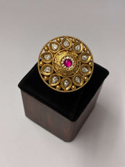 Antique Ruby Polki Finger Ring