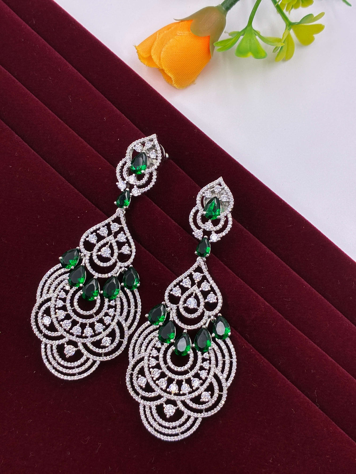 CZ Green splendid designer Dangle Earring