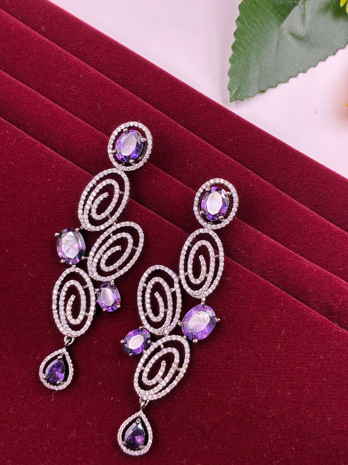 CZ Lavender spiral designer Dangle Earring