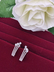CZ Triple line J shape Earring