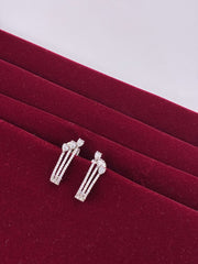 CZ Triple line J shape Earring