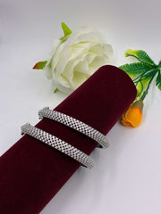 CZ Silver Tone Openable Classic Bangle