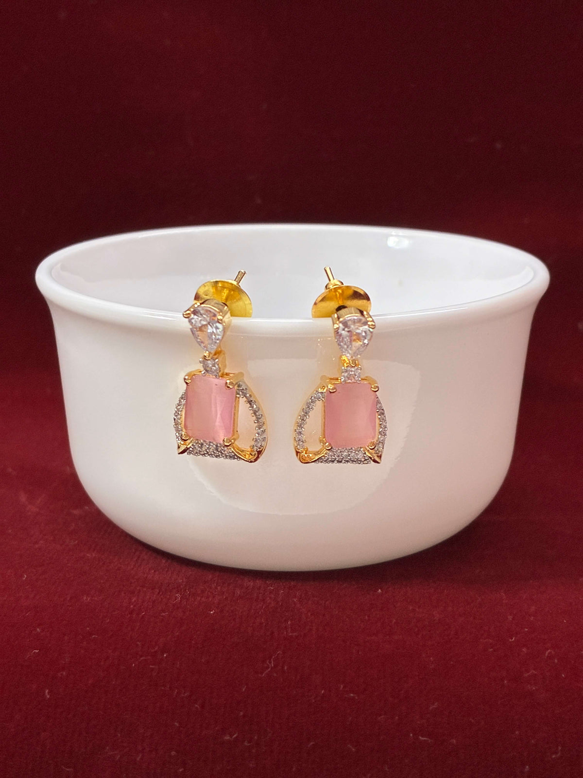 CZ Princess Pink Short Earring