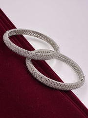 CZ Silver Tone Openable Classic Bangle