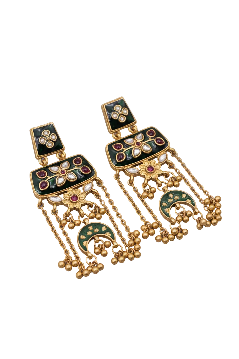 Antique Meenakari Chain Earring
