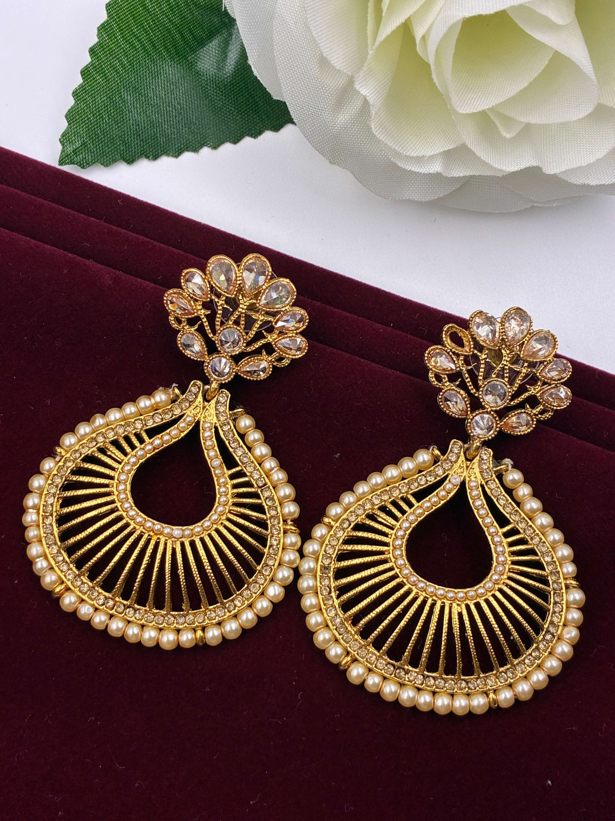 Antique Moti designer Chandbali Earring