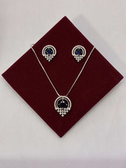 CZ  Sapphire Blue Designer Pendant Set