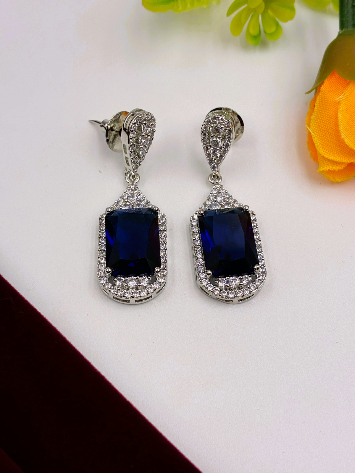 CZ Bold Blue designer Dangle Earring