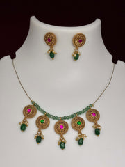 Antique Invisible Chain Designer Pendant Set