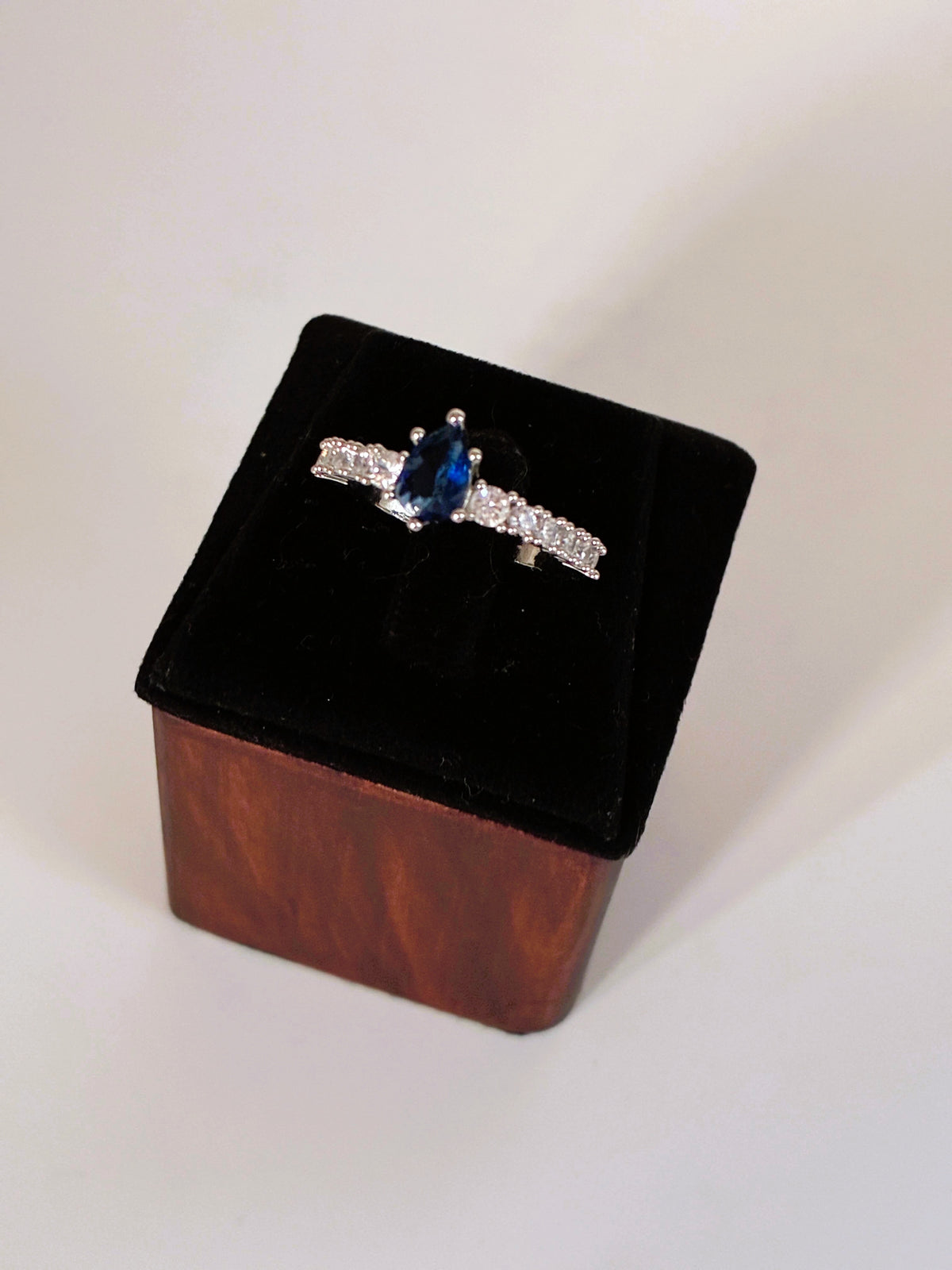 CZ Blue drop design Finger Ring