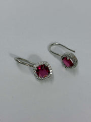 CZ Ruby Droplet Slip on Earring