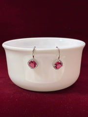 CZ Ruby Droplet Slip on Earring
