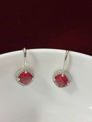 CZ Ruby Droplet Slip on Earring