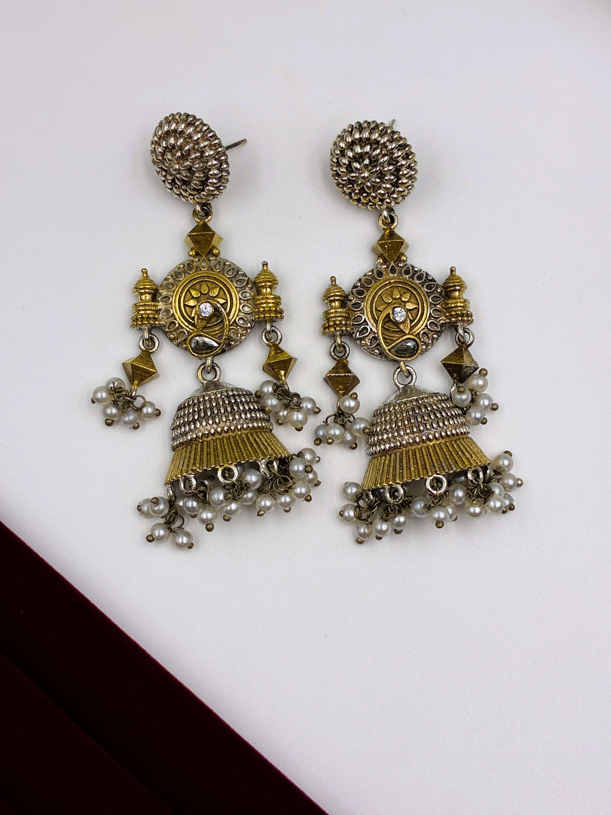 Oxidised Two Tone Designer Dangle Earring