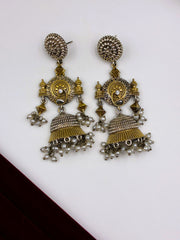 Oxidised Two Tone Designer Dangle Earring