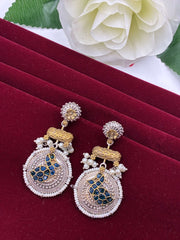 Oxidised Beads Two Tone Peacock Earring