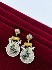 Oxidised Beads Two Tone Peacock Earring