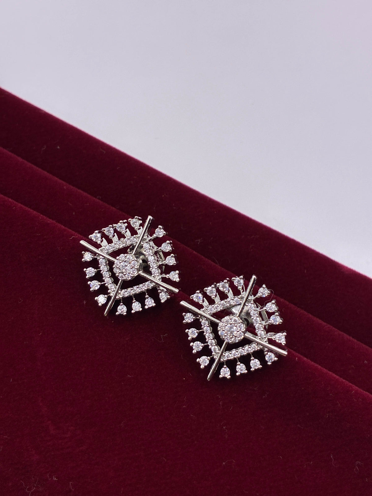CZ Square Designer Stud Earring