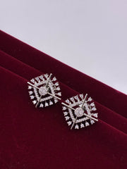 CZ Square Designer Stud Earring