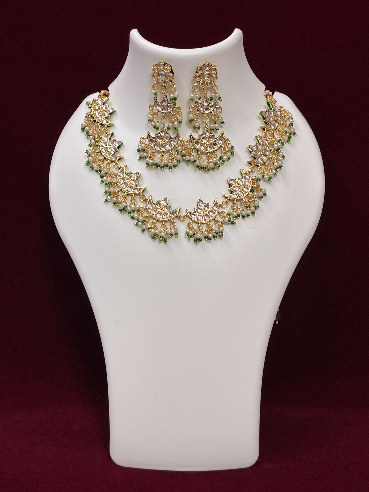Kundan Beads Chand Pattern Necklace set
