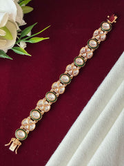 Kundan Elegantly Crafted Green Meenakari Bracelet