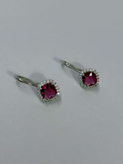 CZ Ruby Droplet Slip on Earring
