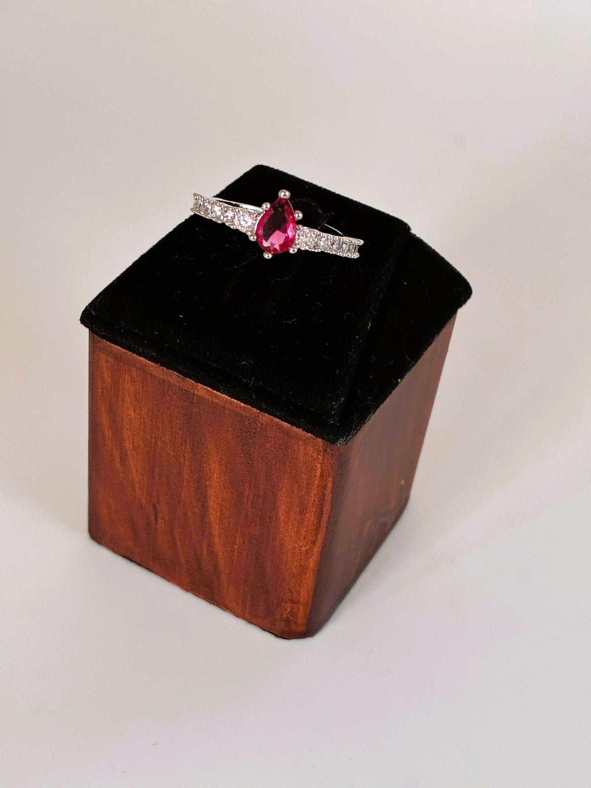 CZ Ruby drop design Finger Ring