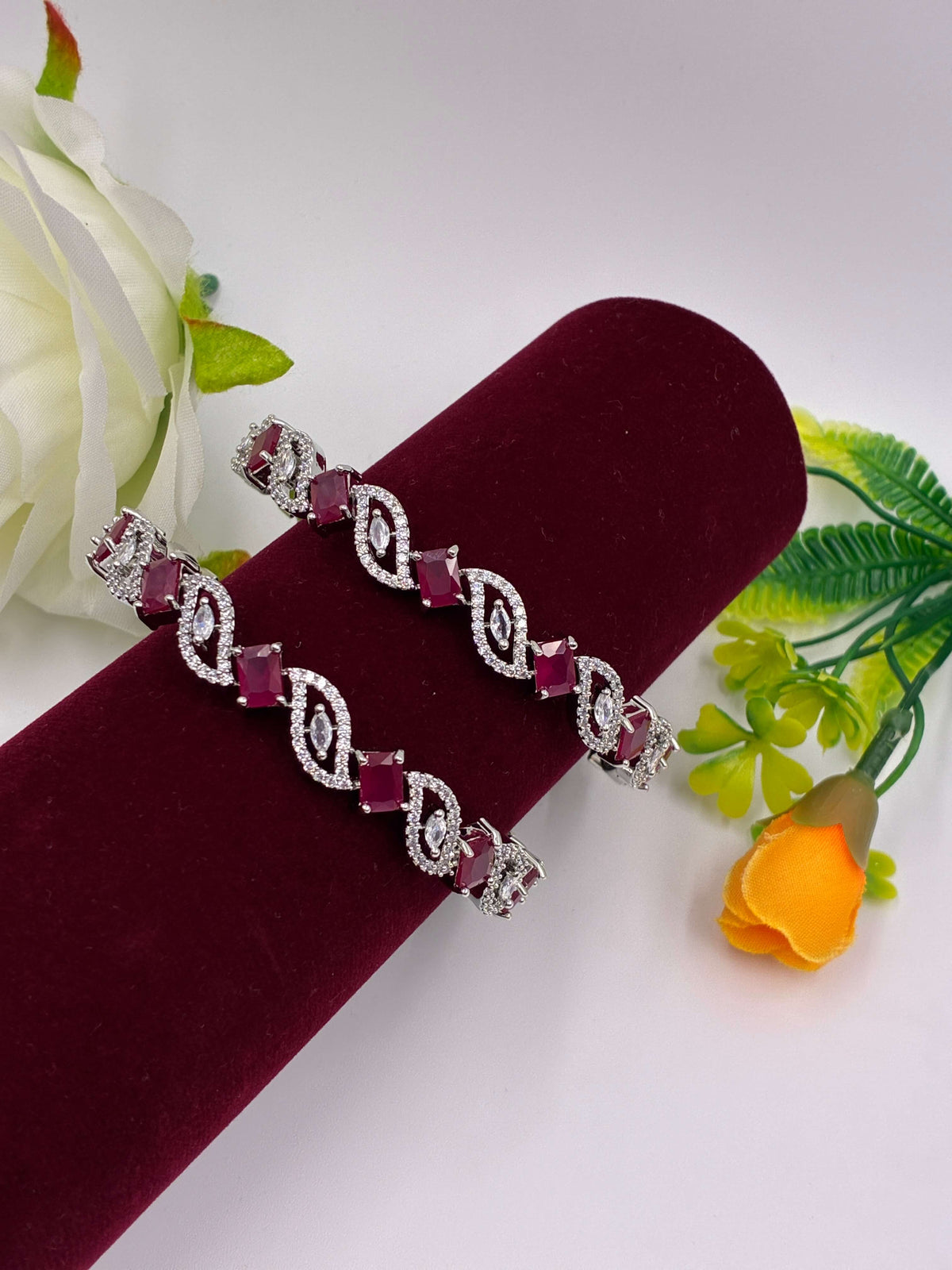CZ Ruby Designer Bangle