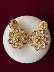 Kundan Oval Beads Elegant Long Necklace set