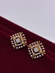 CZ Square Two tone Designer Stud Earring
